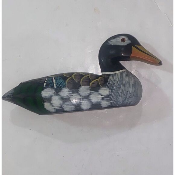 VTGHAND CRAVEDPAINTED WOODEN MALLARD DUCK HOME DECOR